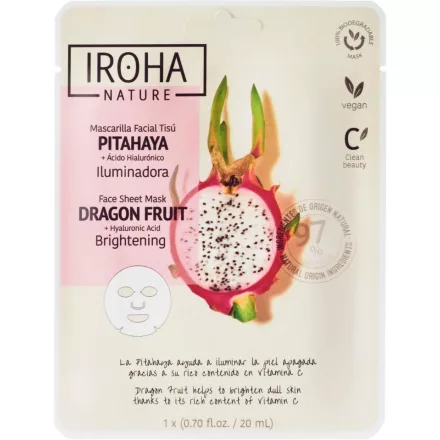 Iroha Nature Brightening Face Sheet Mask - Dragon Fruit 