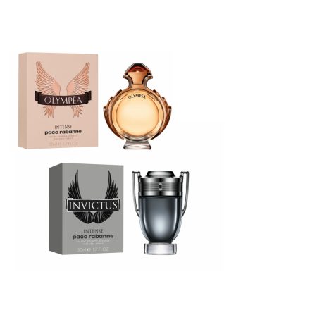 Paco Rabanne Olympéa Intense női és Paco Rabanne Invictus Intense férfi parfüm